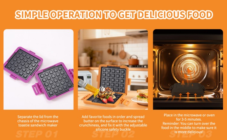 HeMaSe waffle microwave tray locking mechanism - 4 secure clips prevent filling leakage during heating